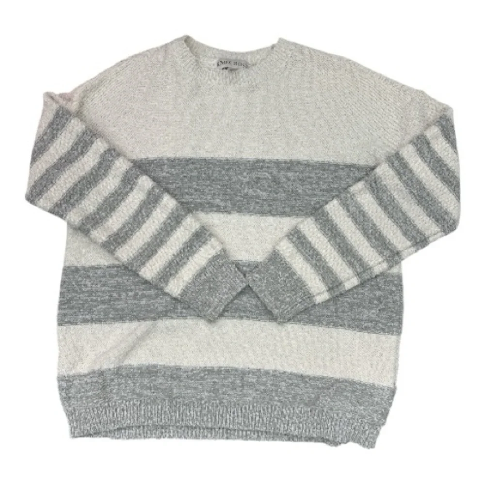 Knox Rose Women’s Cream and Gray Textured Striped Knit Sweater Size M
